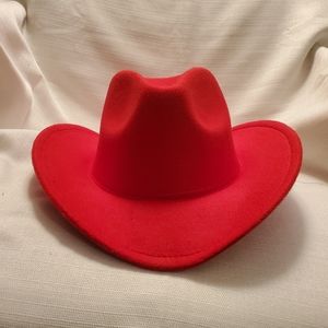 Red stylish felt fedora  cowboy or cowgirl  hat